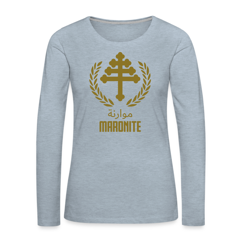 Maronite Cross Emblema Women's Premium Long Sleeve T-Shirt - heather ice blue
