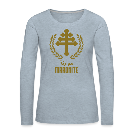 Maronite Cross Emblema Women's Premium Long Sleeve T-Shirt - heather ice blue