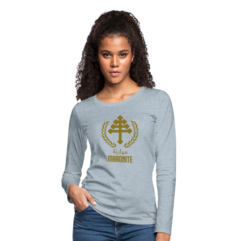 Maronite Cross Emblema Women's Premium Long Sleeve T-Shirt - heather ice blue