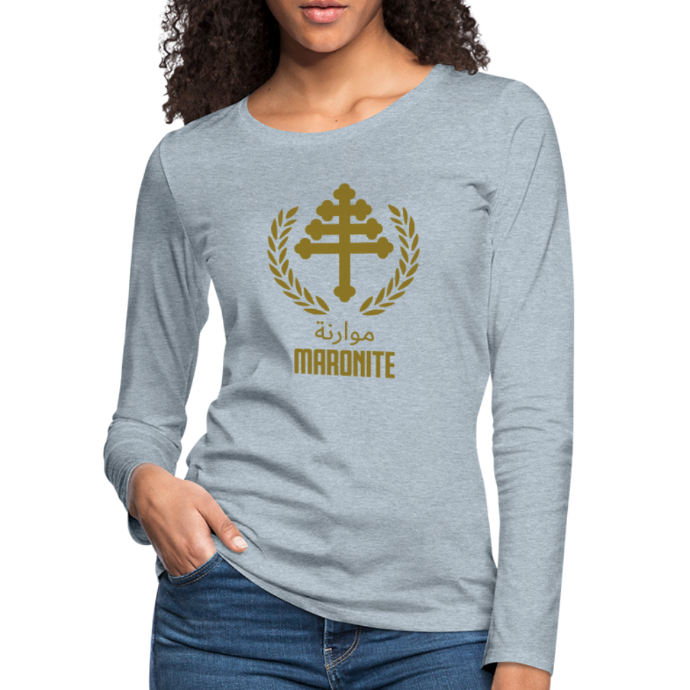 Maronite Cross Emblema Women's Premium Long Sleeve T-Shirt - heather ice blue