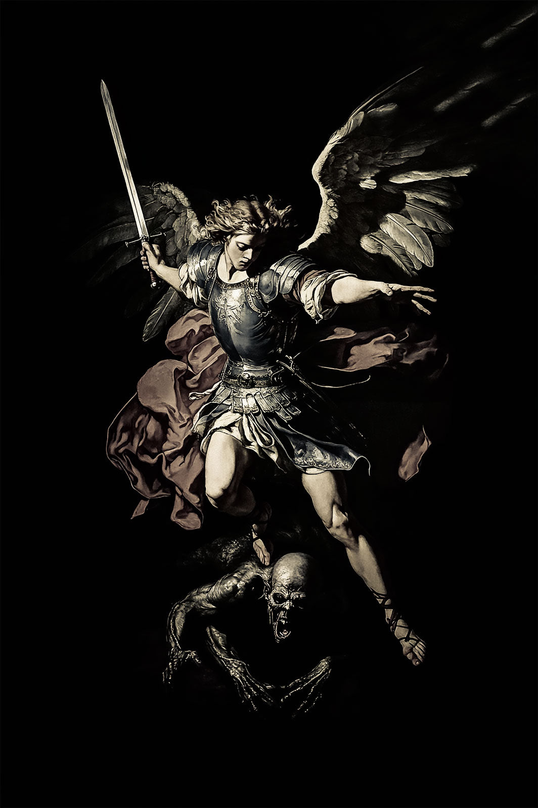 St. Michael the Archangel, defense against the wickedness and snares of the Devil.   Brushed Aluminum Icon