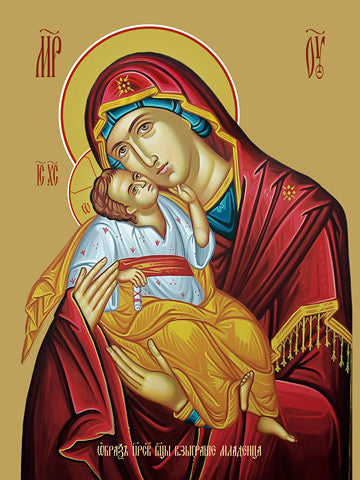 Pearl Print - Icon - Mother of God. Leaping baby