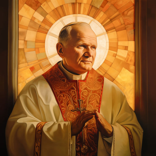 John Paul II Saint Icon Brushed Aluminum